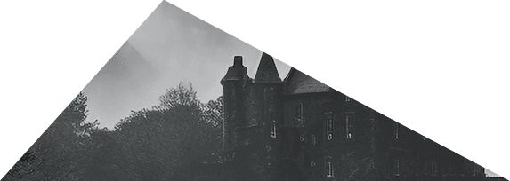 Ancient chapel in spooky forest, monochrome mystery generated by artificial intelligence