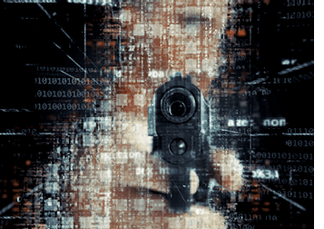 Criminal pointing a gun in a digital environment