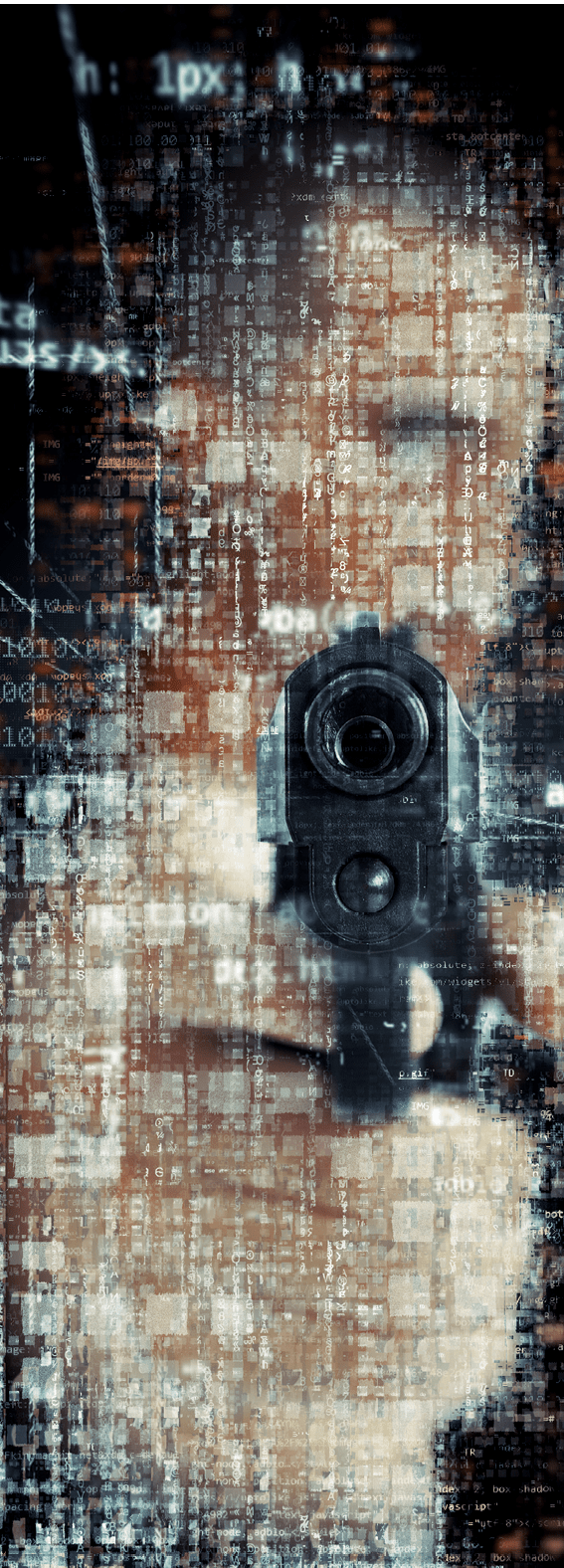 Criminal pointing a gun in a digital environment