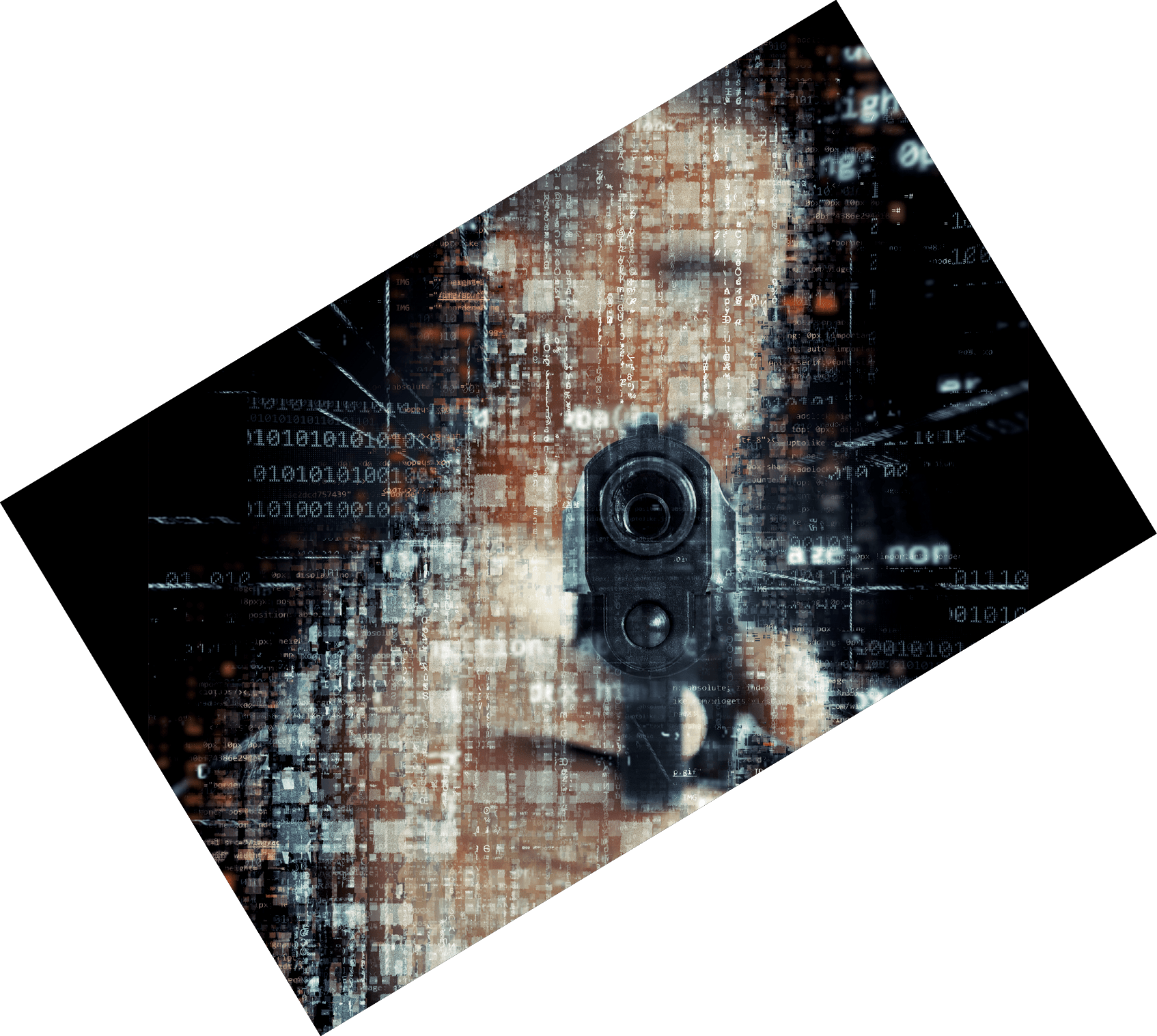 Criminal pointing a gun in a digital environment