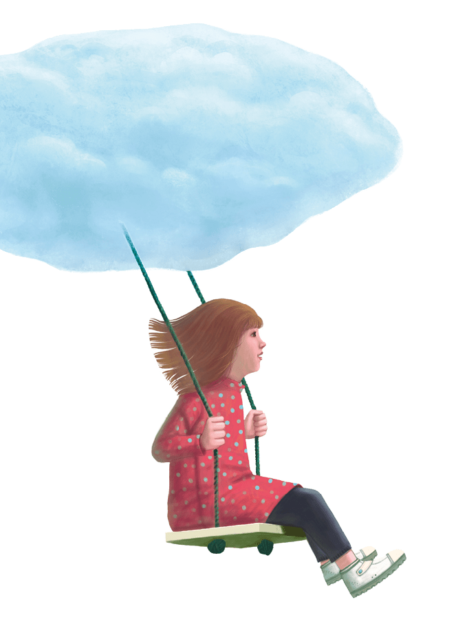 illustration of kid, imagination, dream, freedom and happiness. surreal painting illustration isolated on a white background. child art. artwork