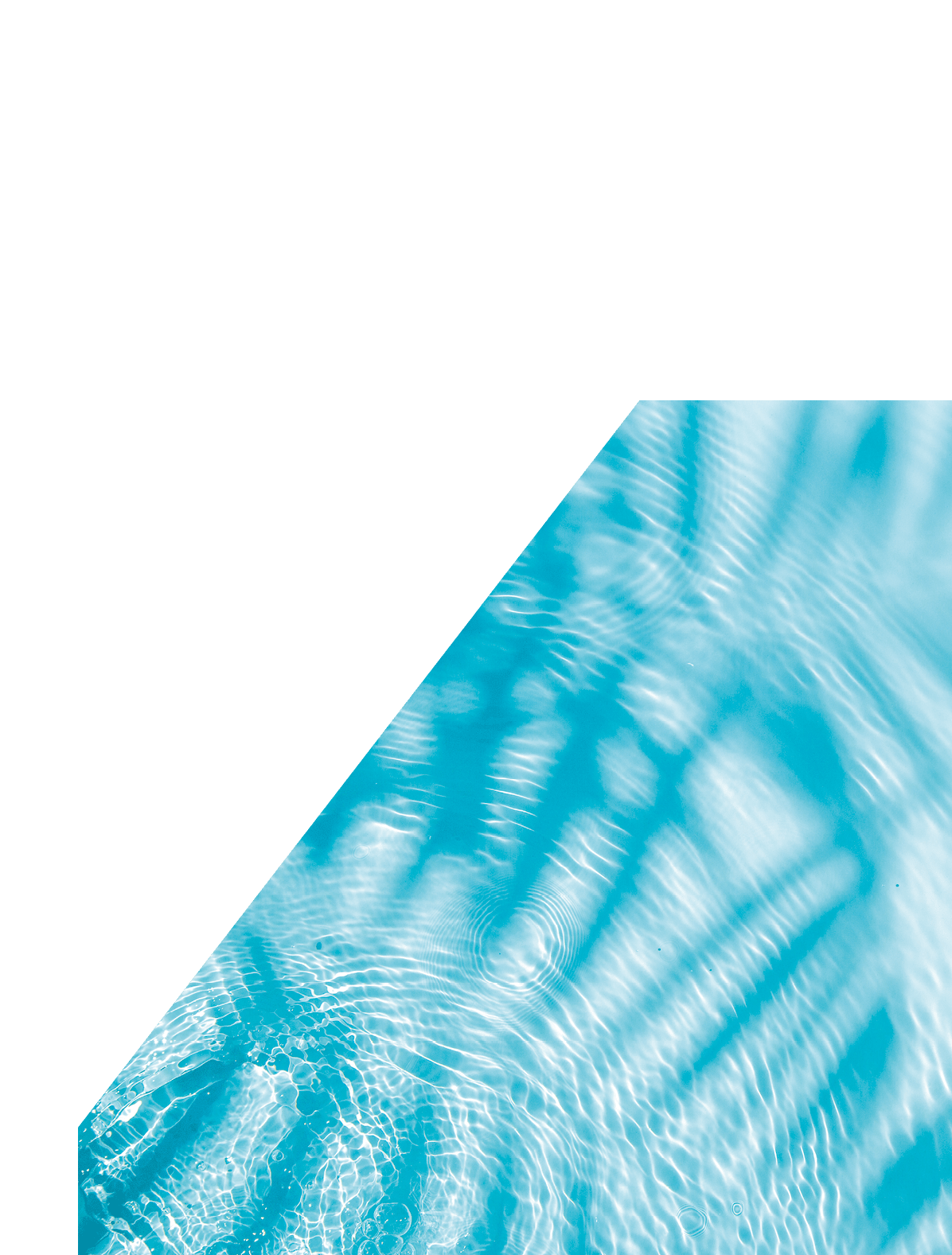 Close-up on soft rippled clean transparent water texture in the palm leafs shadow, top view.