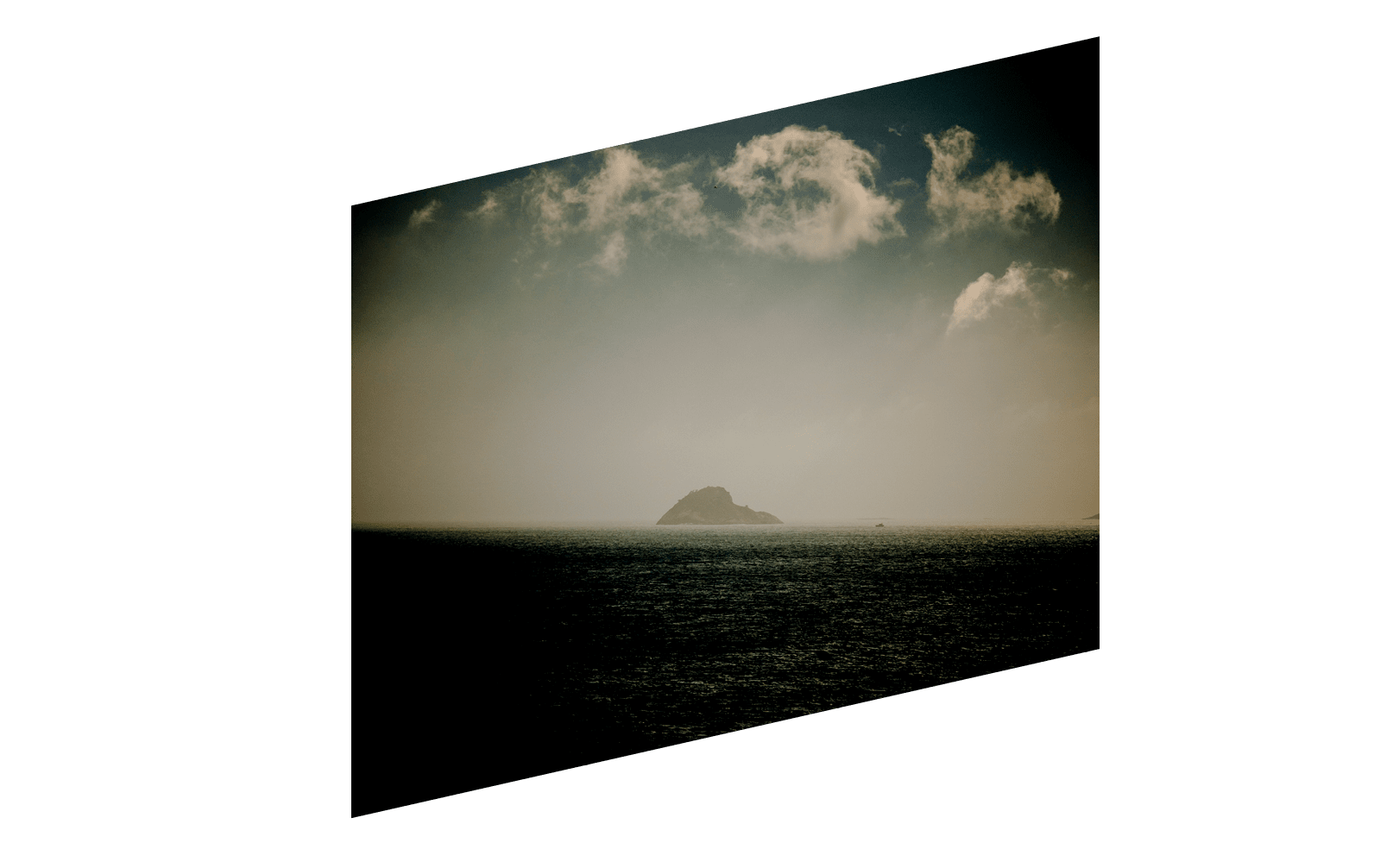 The small island of Tijucas, Rio de Janeiro, seen after a storm