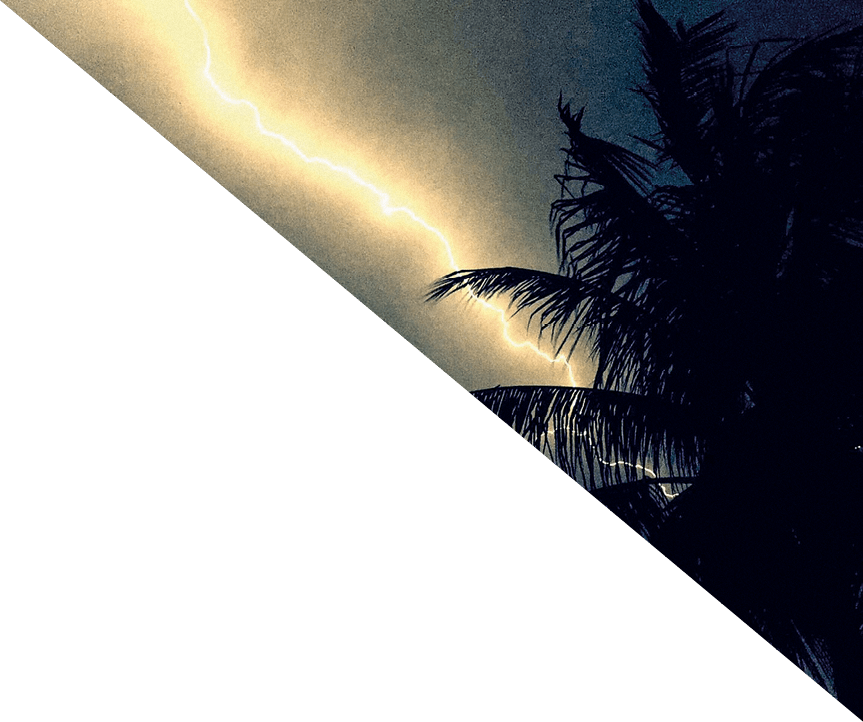Thunderbolt in the stormy weather in the dark sky at night