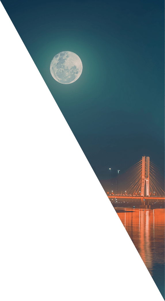 On the Mid-autumn Festival ,Pavilion of Prince Teng and the brige across to Yangtze River under the moon at night ,Chinese trainditional festival and building