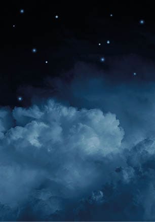 Black dark blue white starry cloudy night sky background. Above the clouds. Moonlight. The sparkle of twinkling stars. Outer space universe infinity cosmos. Design. Dream. Christmas. Product. Stage.