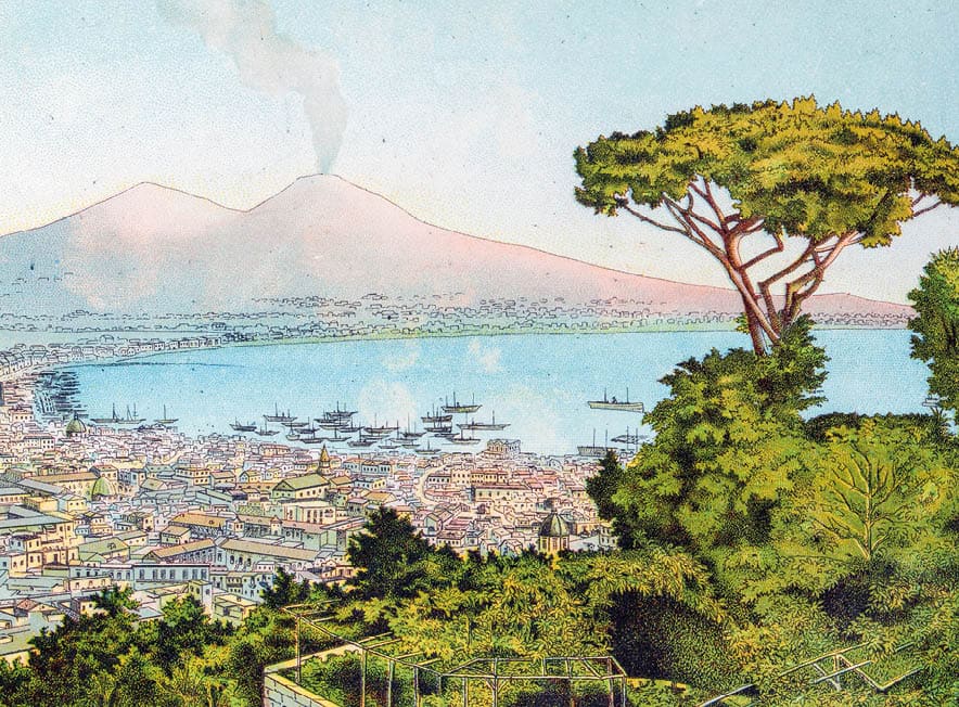 Antique color illustration from German children fable book: Naples